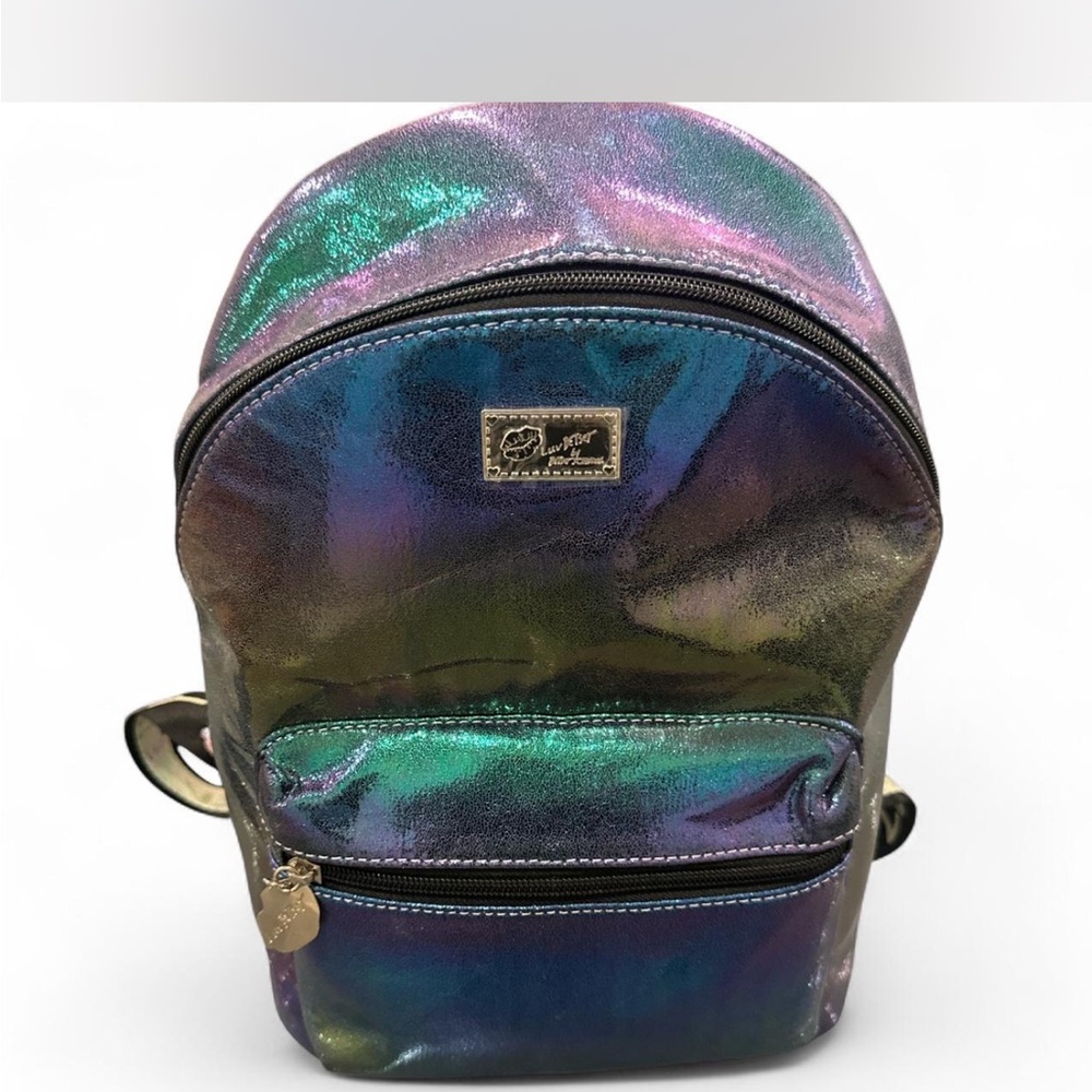 Rare Betsey Johnson Purple and Blue Backpack with Iridescent Finish